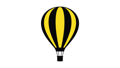 Naklejka premium Striped hot air balloon illustration simple flat design isolated on white background for travel and adventure concepts