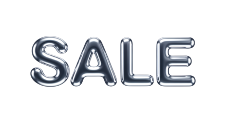 Shiny metallic sale text isolated on transparent background