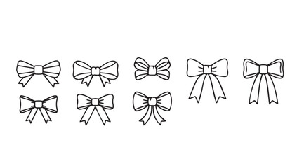 Collection of hand drawn bow silhouettes for decorative elements