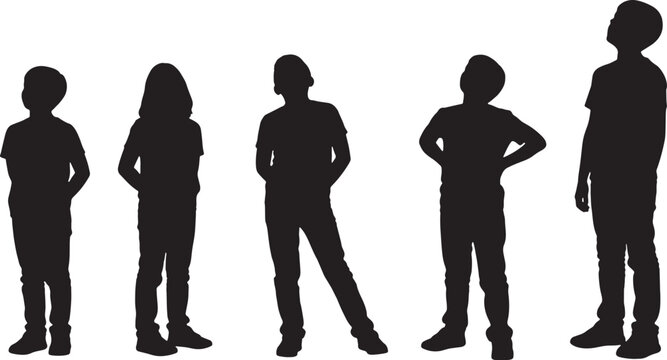 Children silhouettes standing
