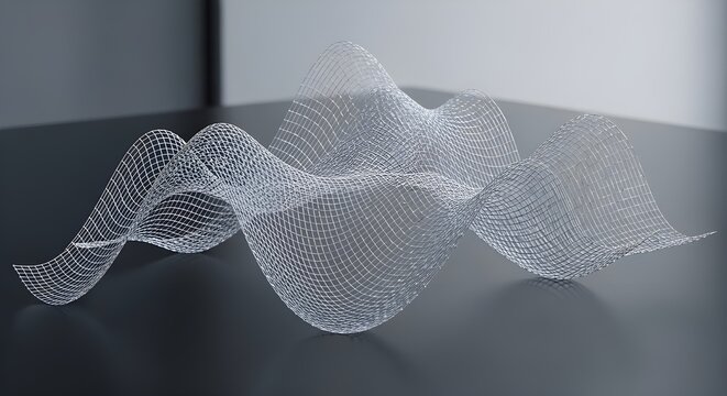 Abstract 3d digital waveform visualization with intricate lines and curves