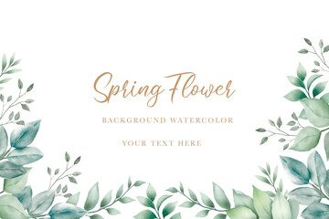 Watercolor green leaf background design. Can be used for weddings, birthdays and other events.
