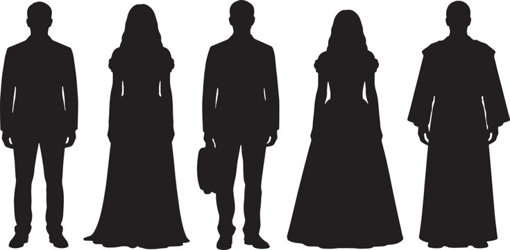 Silhouette of people in formal attire