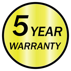 Fototapeta premium Five year warranty badge in gold and black guarantees product quality and assurance Vector