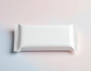 Minimalist Blank White Horizontal Snack Bar Wrapper Mockup on Soft Pastel Background for Product Branding, Packaging Design, and Commercial Presentation