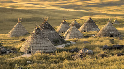 Archaic straw huts