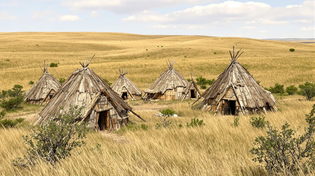 Archaic straw huts