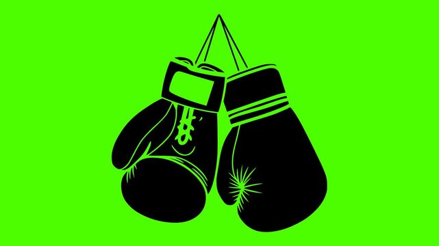 sport illustration boxing silhouette green logo screen icon video outline training fitness competition strength fight power punch ring gym shape with vector graphic background