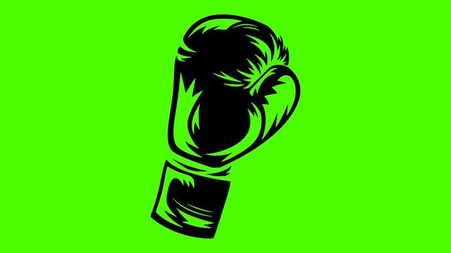 sport illustration boxing silhouette green logo screen icon video outline training fitness competition strength fight power punch ring gym shape with vector graphic background