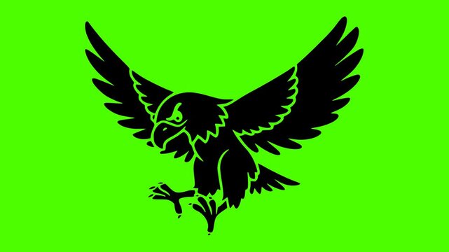 eagle illustration bad silhouette green logo screen icon video outline bird predator wildlife freedom cartoon hawk wild nature falcon shape and vector graphic background