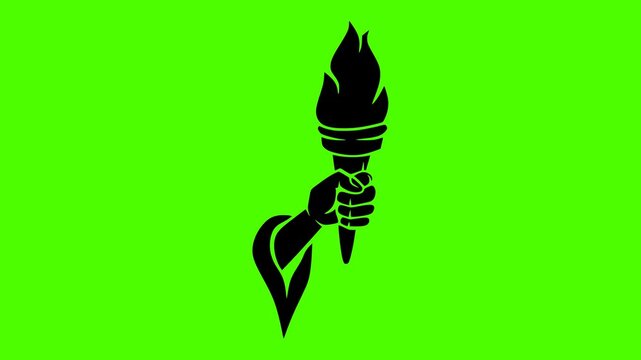 torch illustration liberty silhouette green logo screen icon video outline symbol freedom independence america statue monument usa flame american shape and vector graphic background