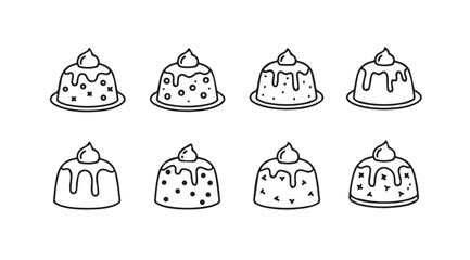 Eight hand drawn cakes with drips and sprinkles silhouette