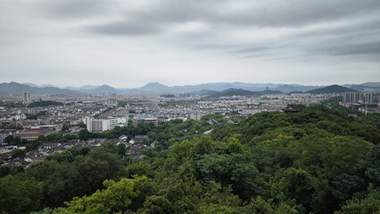Panoramic view of Shaoxing city in Zhejiang, China