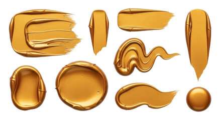 Golden Strokes: A vibrant collection of golden paint strokes, each stroke displaying a unique texture and form, a symphony of artistry and color.