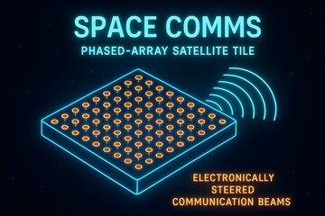 Neon Space Communication Tile with Phased Array for Satellite Networks