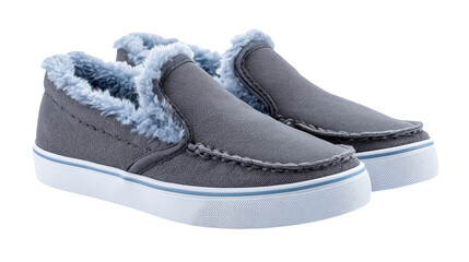 Youth Slip-On Winter Shoes with Thermal Interior on Transparent Background