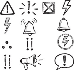 Fototapeta premium Hand Drawn Doodle Icons For Alerts And Notifications