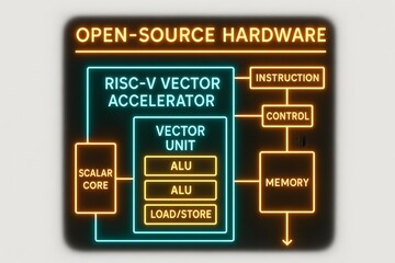 RISC-V Accelerator Infographic with Instruction Set for Computer Architecture