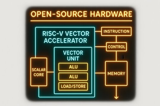 RISC-V Accelerator Infographic with Instruction Set for Computer Architecture