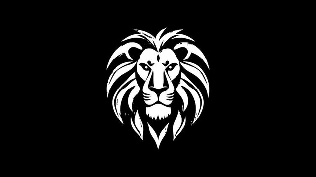 Lion head africa symbol stamp and hand stamping impact isolated animation. Romantic lipstick xoxo 3D concept. Alpha matte channel.