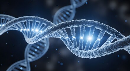 Glowing DNA Helix: Molecular Structure with Illuminated Strands, Science Concept.