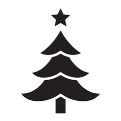 Fototapeta premium Christmas tree silhouette with star isolated on white background