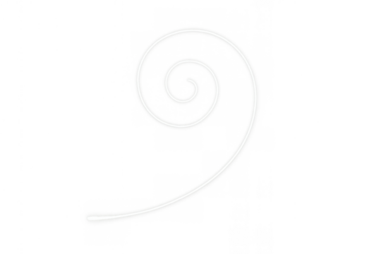 White spiral light tracing a dynamic curve, creating a swirl and bokeh effect. Transparent background for versatile overlay