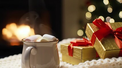 boxing day cozy christmas evening hot chocolate gifts fireplace