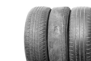 Obraz premium old worn damaged tire isolated