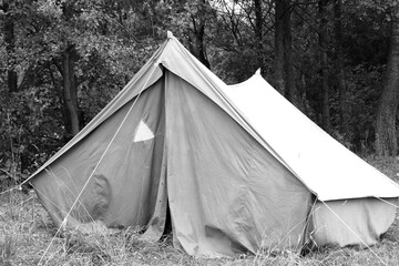 Old canvas tent in tourist camp in summer © yarbeer