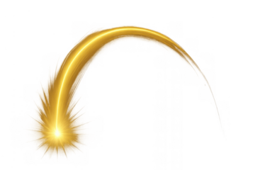Golden light comet trail streaking across, radiating energy, cosmic motion, speed effect, fast moving star element