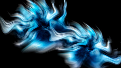 Abstract Dark Blue and White Swirling Liquid Smoke Flame Energy Effect Background for Modern Digital Technology and Gaming Design