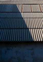 Fototapeta premium Abstract Corrugated Steel Roof with Texture and Shadow Contrast Pattern