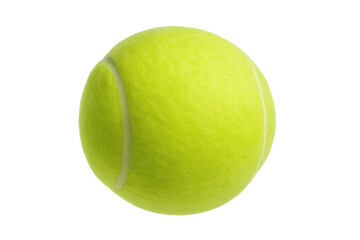 Vivid green tennis ball, a tool for competitive sports, perfect for enjoying leisurely matches or official tournaments. White background