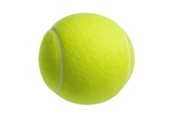 Vivid green tennis ball, a tool for competitive sports, perfect for enjoying leisurely matches or official tournaments. White background