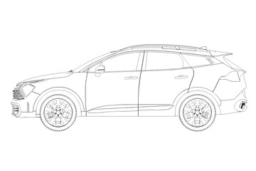car outline drawing, sketch, contour image