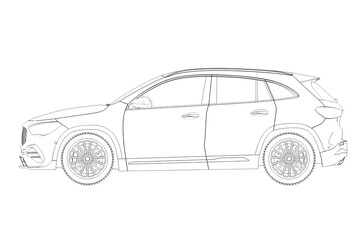 car outline drawing, sketch, contour image