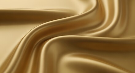 Luxurious flowing golden silk fabric with soft folds and highlights