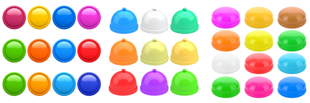 Collection Of Glossy Colorful Shapes With Variety Of Shades Arranged On Transparent Background