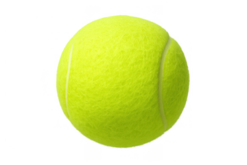 Tennis ball neon yellow felt texture isolated on transparent background closeup, showing sports equipment and active healthy lifestyle theme
