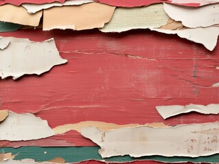 textured background featuring layers of peeling paint in various colors, primarily red, creating a vintage, weathered appearance.