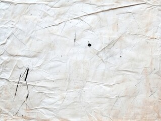  textured, crumpled white paper surface with faint black marks and scratches, creating a vintage or distressed appearance.