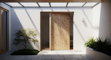 Architectural interior highlighting natural light and minimalist design elements