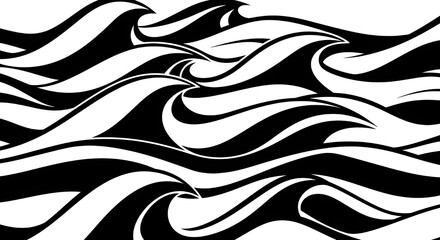 Fototapeta premium Abstract black and white wavy lines pattern