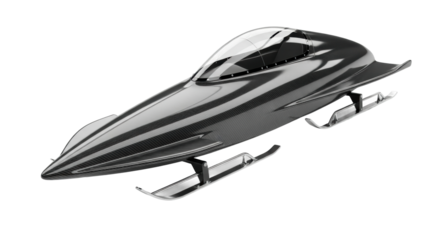 Sleek carbon fiber bobsled with glossy finish and aerodynamic design