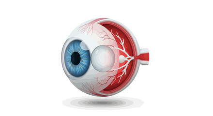 Detailed scientific illustration of the human eye's anatomy, showcasing the intricate internal structures responsible for vision, light perception, and ocular health