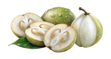 Delicious Star Apples with Water Droplets, Fresh and Ready to Eat