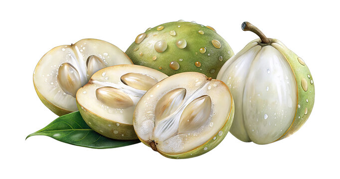 Delicious Star Apples with Water Droplets, Fresh and Ready to Eat