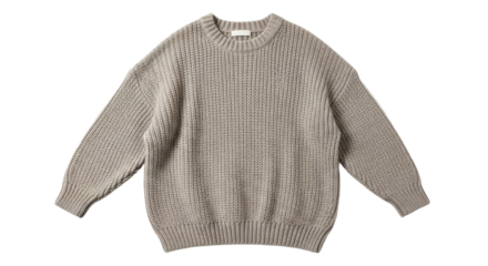 Cozy gray knit sweater on isolated background