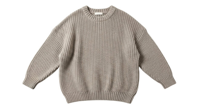 Cozy gray knit sweater on isolated background
